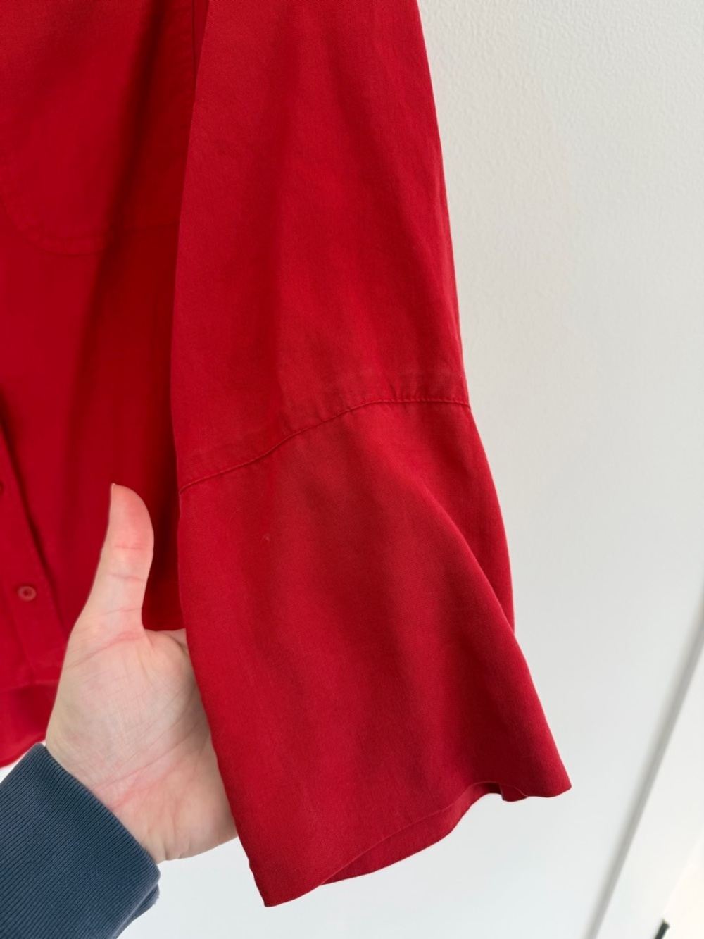 Chelsea & Violet Red Tunic Shirt Relaxed Lightweight Button Down Size Small - Picture 5 of 6